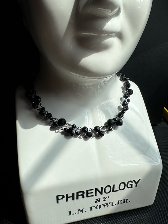 Unknown Jewelry - Black Beaded Necklace- Faceted Beads